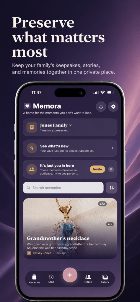 Memora Family app: preserve what matters most